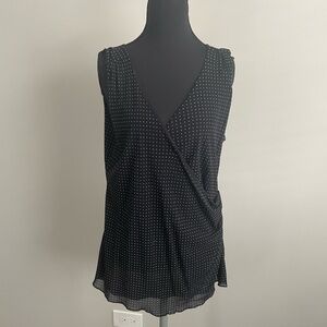 Nine & Co. Black and White Swiss Dot Wrap Top